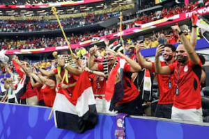 Football fans celebrating during the FIFA World Cup