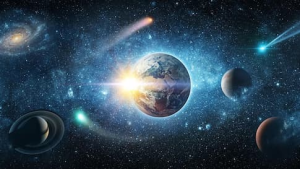 Illustration explaining what space looks like beyond Earth