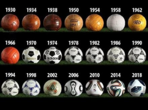 Official FIFA World Cup match balls from different tournaments