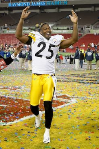 Ryan Clark celebrating the Pittsburgh Steelers' Super Bowl XLIII victory